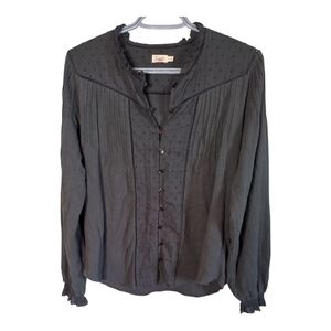 Faherty Women's Lily Top - Washed Black Size Small Relaxed Fit Smocked